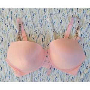 Victoria's Secret 40DDD Pink Push Up Bra Rhinestone Straps New With Tags